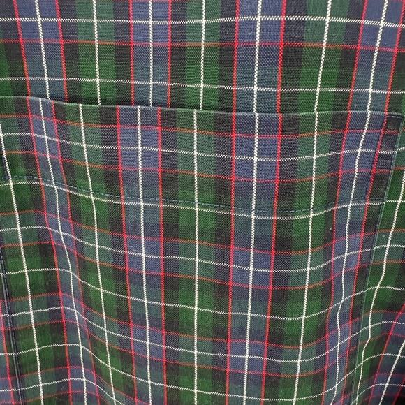 Lands’ End Men’s 16-33 Traditional Fit No Iron Supima Cotton Plaid Shirt Green - Picture 5 of 9